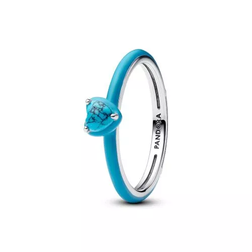 Pandora Turquoise-coloured Heart Stone Ring 193828C01-1