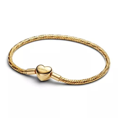 Pandora Heart Clasp Faceted Snake Chain Armband 564236C00