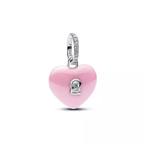 Pandora Pink Ceramic Heart Padlock Dangle Charme 794424C01