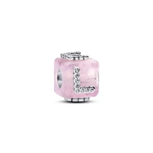Pandora Pink Murano Glass Love Cube Charm hela 794433C01