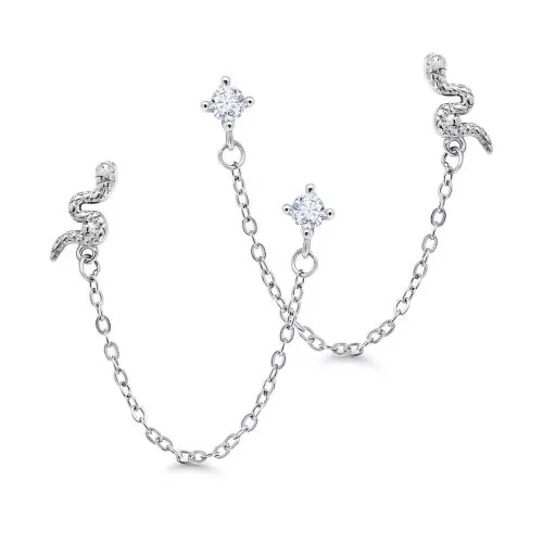 Snake Earrings, Silver E-6128Z