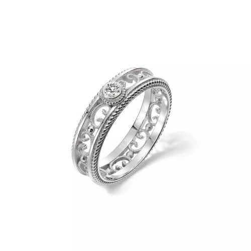 Kalevala Filigraani timanttisormus, valkokulta / kapea 541000501D-13