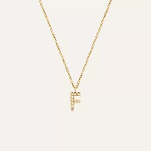 Mockberg Petite Stone Letter, F Halskette MB0076-1