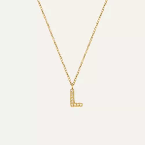 Mockberg Petite Stone Letter, L Halskette MB0082-1