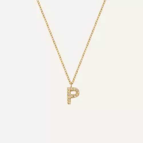 Mockberg Petite Stone Letter, P Halskette MB0086-1