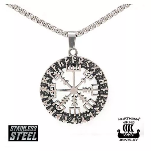 Northern Viking Jewelry Riimu Viikinkompassi -kaulakoru NVJRS086-1