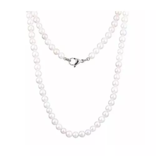 Steel / Pearl Necklace NSS861 SS+WHITE
