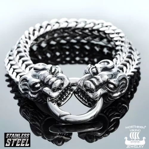 Northern Viking Jewelry Dragon Head -rannekoru NVJRA004-1