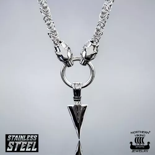 Northern Viking Jewelry Viking Spear + Kuningasketju Sudenpäillä kaulakoru 70 cm NVJRS060-1