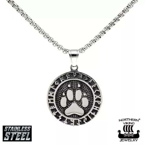 Northern Viking Jewelry Wolf Paw Rune -kaulakoru (55cm) NVJRS064-1