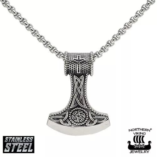 Northern Viking Jewelry Algiz Axehead -kaulakoru 50 cm NVJRS066-1