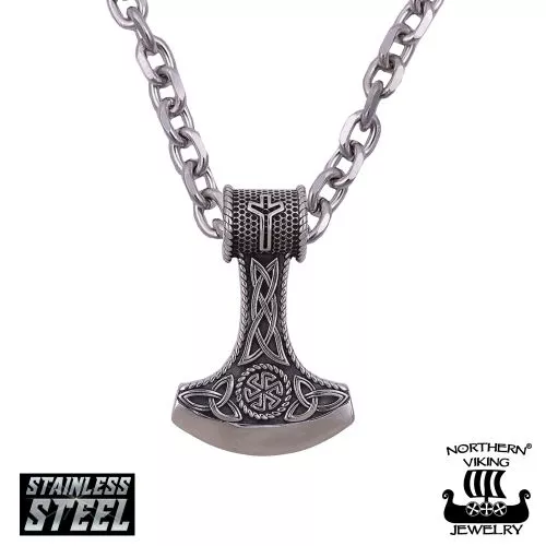 Northern Viking Jewelry Algiz Axehead -kaulakoru 60cm NVJRS097-1
