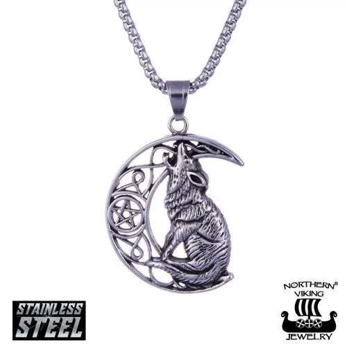 Northern Viking Jewelry Moon Wolf -kaulakoru 60 cm NVJRS100-1