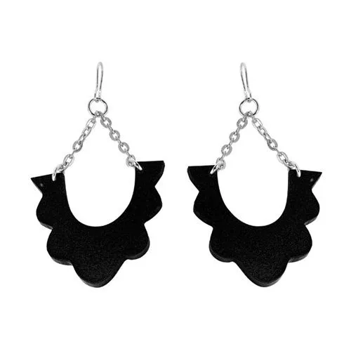 Wood puiset korvakorut 35mm, musta-1