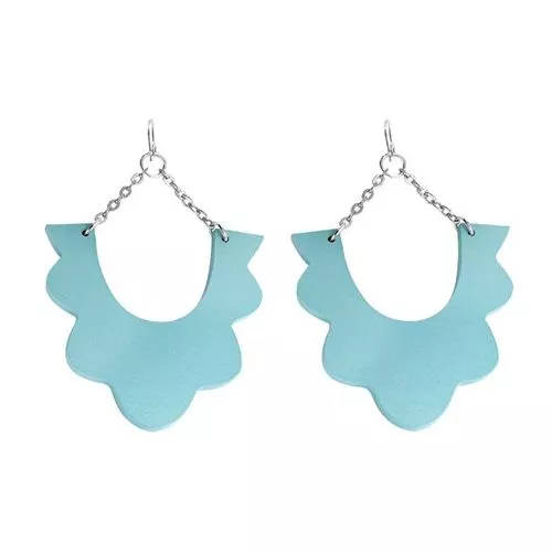 Wood puiset korvakorut 56mm, turkoosi-1