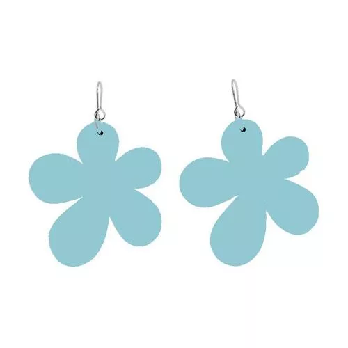 Wood puiset korvakorut kukka, turkoosi-1