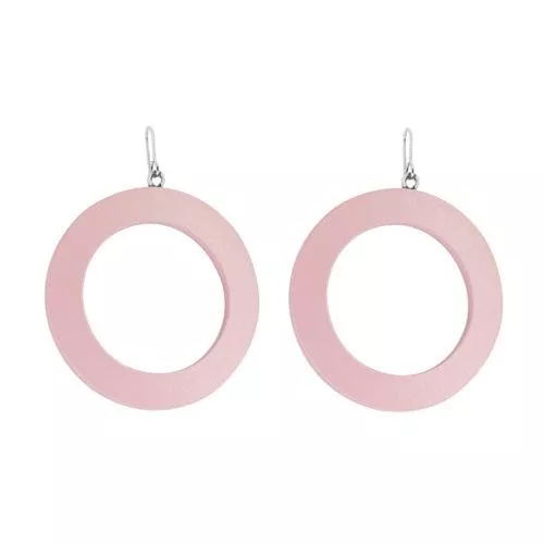 Wood puiset korvakorut, vaaleanpunainen rinkula -1