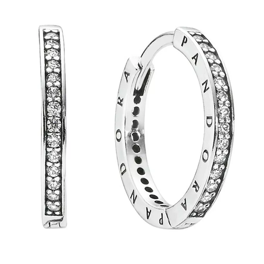 Pandora Sparkle & Logo Earrings 290558CZ | Kulta-Center.com
