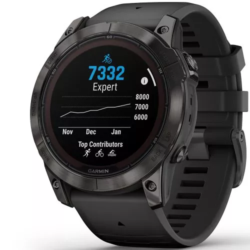 Garmin fēnix 7X Pro - Sapphire Solar Edition Hiilenharmaa DLC-pinnoitettu titaani ja musta ranneke 010-02778-11-0