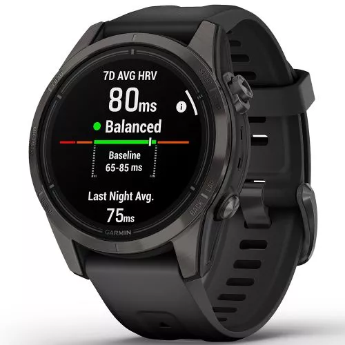Garmin epix Pro (Gen 2) Sapphire Edition ​42 mm​ Hiilenharmaa DLC-pinnoitettu titaani, musta silikoniranneke 010-02802-15-0