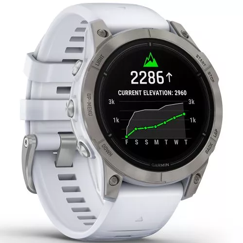 Garmin epix Pro (Gen 2) Sapphire Edition  47 mm Titaani, luonnonvalkoinen silikoniranneke 010-02803-21-1