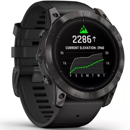 Garmin epix Pro (Gen 2) Sapphire Edition 51 mm Hiilenharmaa DLC-pinnoitettu titaani, musta silikoniranneke 010-02804-01-0