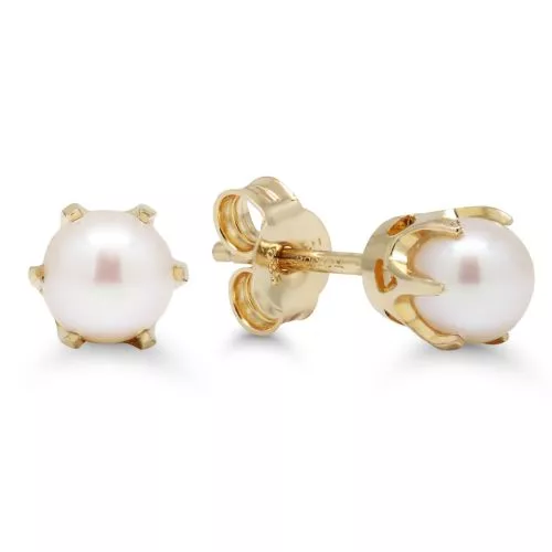 Kultaiset helmikorvakorut 4mm 1034valk-1