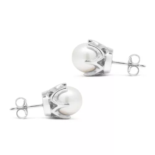 Valkokultaiset helmikorvakorut 7 mm  1037Wvalk-1