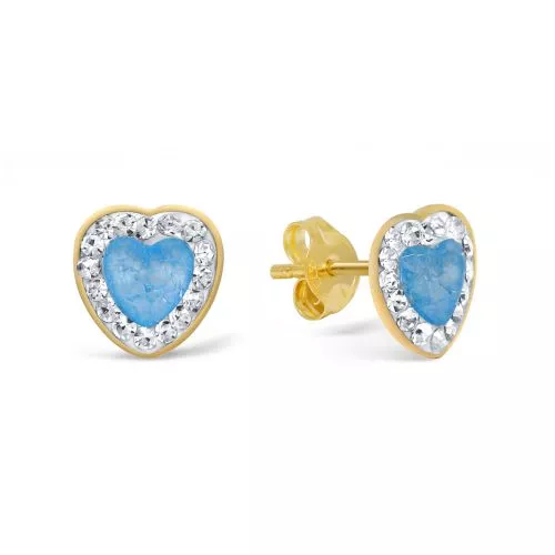 Kultaiset korvakorut, sininen sydän 107621Zaqua-1