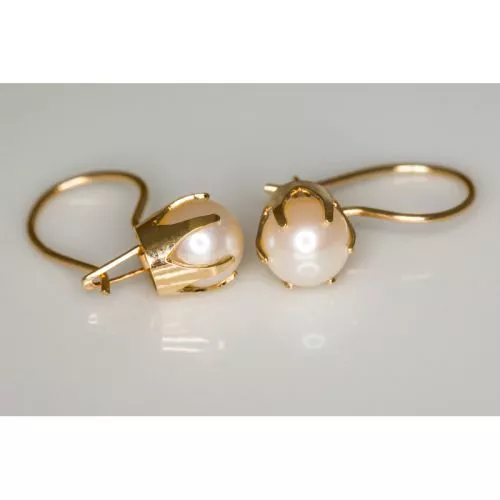 Kultaiset koukkukorvakorut, helmi 40005-1