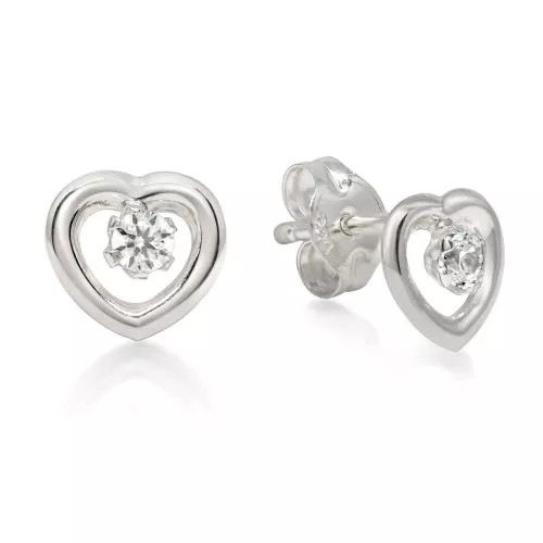 Valkokultaiset sydänkorvakorut 123161ZW-1