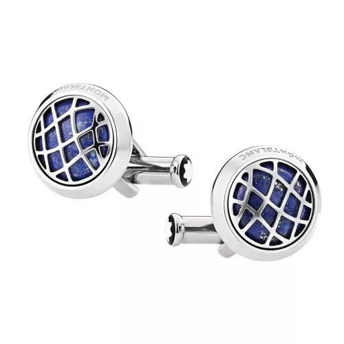 Montblanc Round In Stainless Steel With Lapis Lazuli Inlay kalvosinnapit MB123801-1