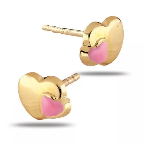 Kultaiset sydänkorvakorut 139761pink-1