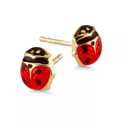 Kultaiset korvakorut, leppäkerttu 1527pun-1