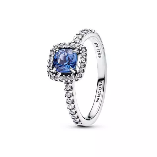 Pandora Sparkling Square Blue Halo Ring 193555C01-1
