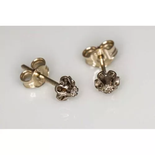 Valkokultaiset timanttikorvakorut 20179-1