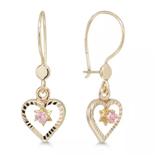 Kultaiset koukkukorvakorut, sydän 23-1002pink-1