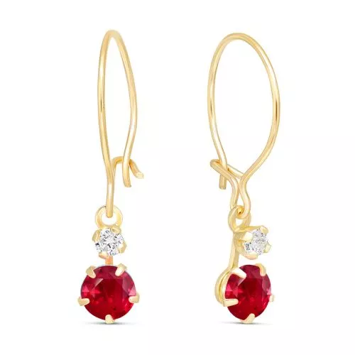 Kultaiset korvakorut / punainen kivi 23-1003PUN-2