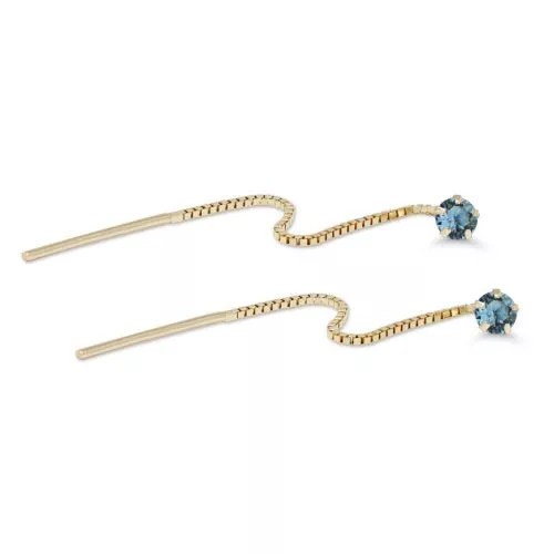 Kultaiset ketjukorvakorut, sininen kivi 23-1029aqua-1