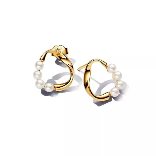 Pandora Organically Shaped Circle & Treated Freshwater Cultured Pearls korvakorut 263276C01-1