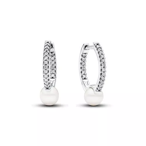 Pandora Treated Freshwater Cultured Pearl & Pavé Hoop korvakorut 293171C01-1