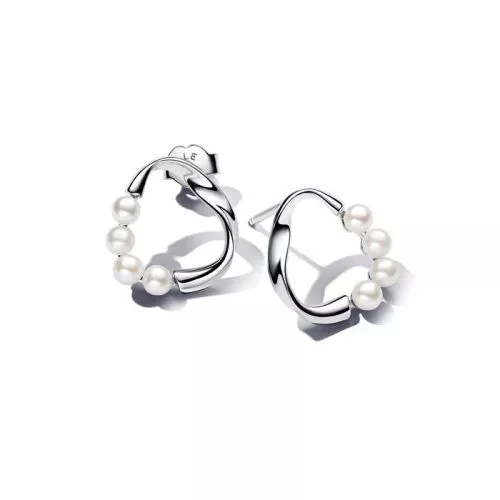 Pandora Organically Shaped Circle & Treated Freshwater Cultured Pearls Stud korvakorut 293276C01-1