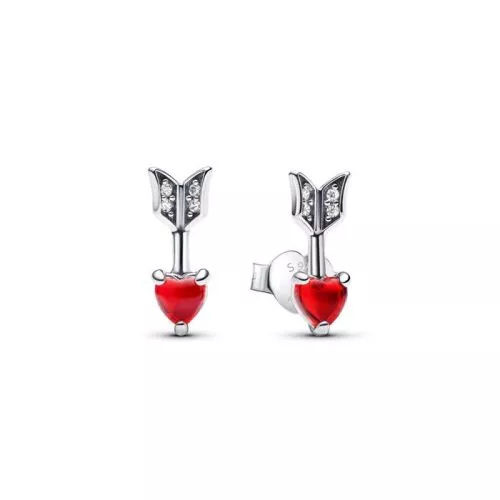 Pandora Arrow & Murano Glass Heart Stud korvakorut 293668C01-1