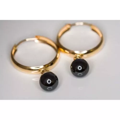 Kultaiset rengaskorvakorut hematiitilla 30070-1