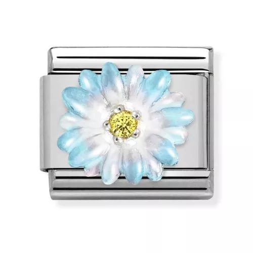 Nomination Classic Silver / vaaleansininen kukka 330321/06-1