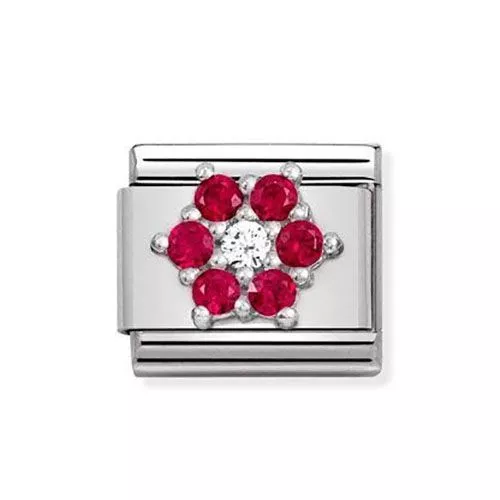 Nomination Classic Silver Shine / punainen kukka 330322/02-1