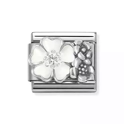 Nomination Silvershine valkoinen kukka 330325/01