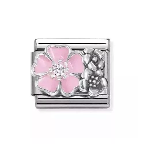 Nomination Silvershine vaaleanpunainen kukka 330325/02