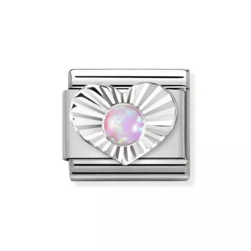 Nomination Silver Sydän Vaaleanpunainen Opaali 330508/38-1