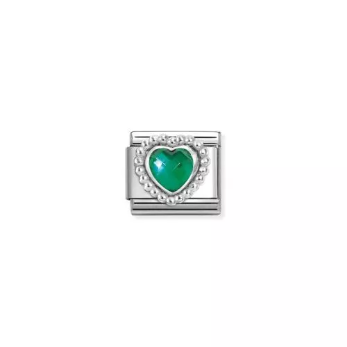 Nomination Classic sydän, vihreä kivi 330605/004-1
